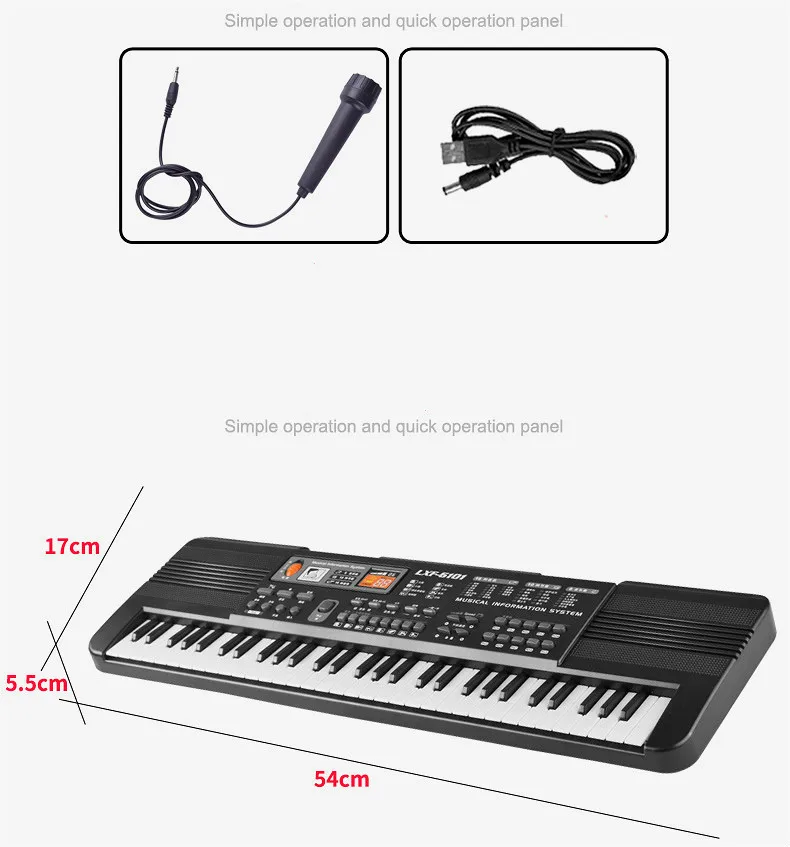 Для детей letric пианино многофункциональный музыкальный Instrumen 61 клавиша музыка электронная клавиатура детский подарок с микрофоном KB06