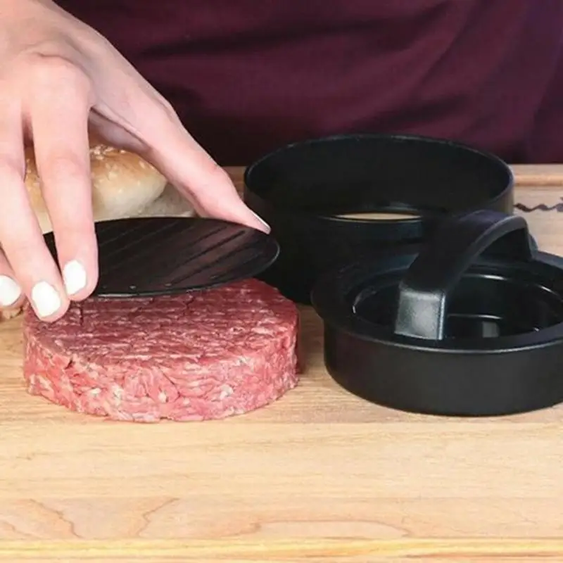 Non-Stick Meat Tools ABS Chef Cutlets Hamburger Forms Burger Maker Mould Press Container Kitchen Cooking Tool Supplier Accessory - Цвет: Черный