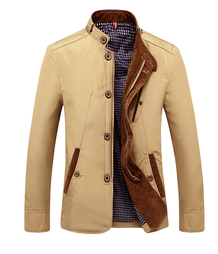 Весенне-осенняя мужская повседневная однотонная куртка цвета хаки, мужские Модные однобортные куртки со стоячим воротником, верхняя одежда размера плюс 4XL