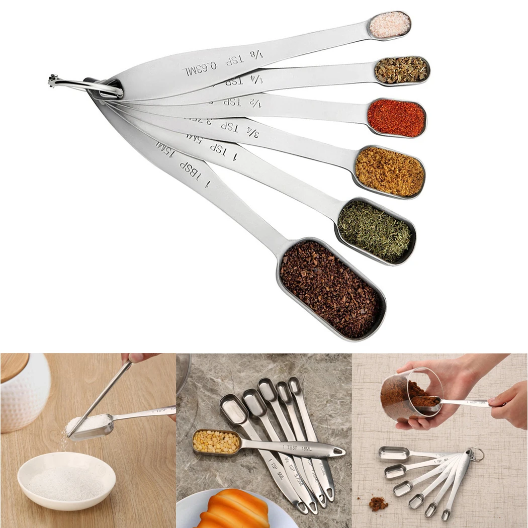 DIY Kitchen Cookers Tool 6pcs Set Narrow Stainless Steel Spice