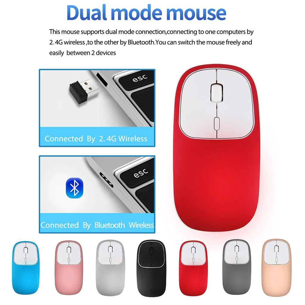 

ZELOTES Wireless Mouse Rechargeable 2.4GHz Bluetooth USB Receiver Mini Mice Metal Silent Dual Mode Optical Gaming Mouse LOL Y4.9