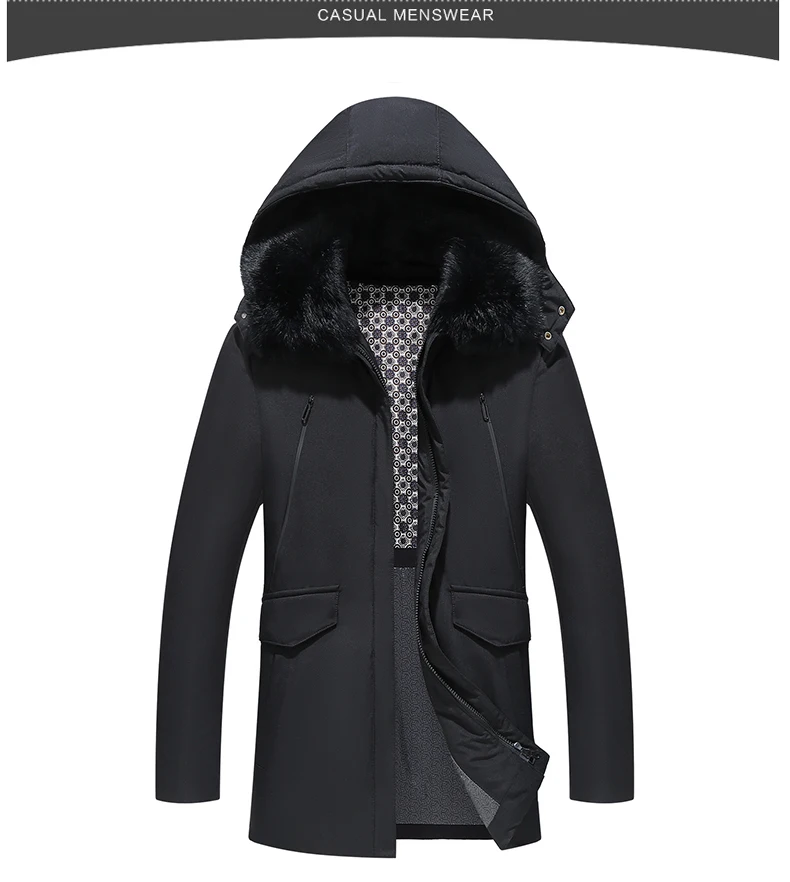 MIACAWOR, высококачественный пуховик для мужчин, 90% белый утиный пух, пальто с капюшоном, толстые теплые зимние куртки, повседневная верхняя одежда, мужская парка J577