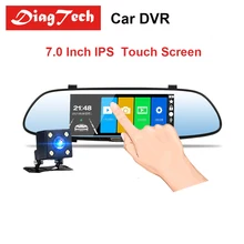 7 “автомобильный dvr камера заднего вида Зеркало ips сенсорный экран Авто DVR Full HD 1080 P ночное видение регистратор двойной объектив Авто Регистратор