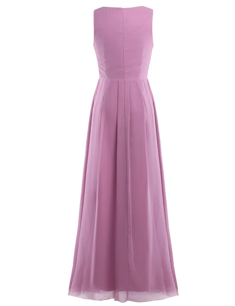 Vestido feminino chiffon sem mangas, vestido de