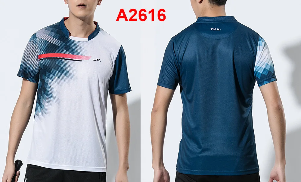A2616 Новые мужские рубашки для бадминтона, спортивные футболки для тенниса, футболки для настольного тенниса, одежда для тенниса, спортивные футболки, футболки для бега - Цвет: A2616