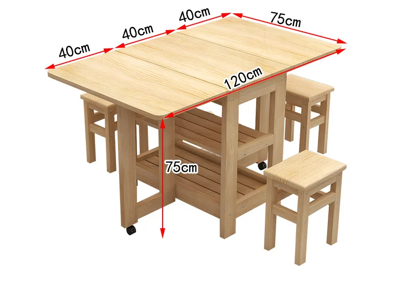Столовая набор столовая мебель для дома из массива дерева складной обеденный стол+ 4 набор табуретов складной обеденный стол - Цвет: Темный хаки