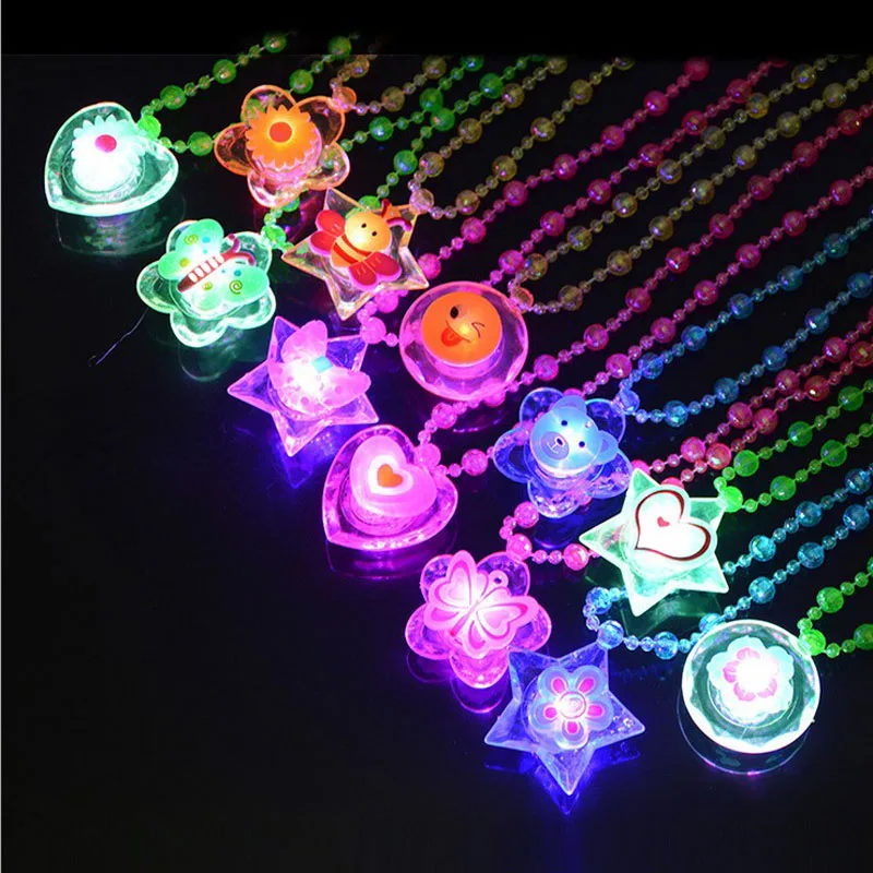 Новые детские игрушки излучающий светодиодный флеш-Подвеска Ожерелье игрушки 1 шт. 6 шт. 12 шт
