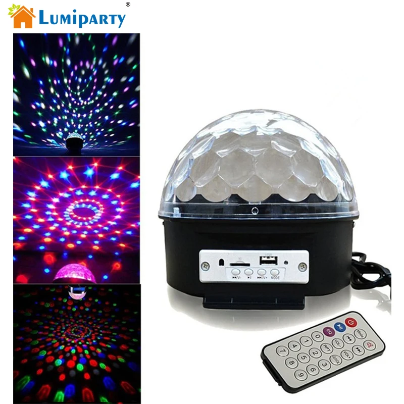 

LumiParty 9 Color LED Crystal Magic Strobe Light Stage Effect Lights RGB Crystal Rotating Magic Ball Light For Party Wedding