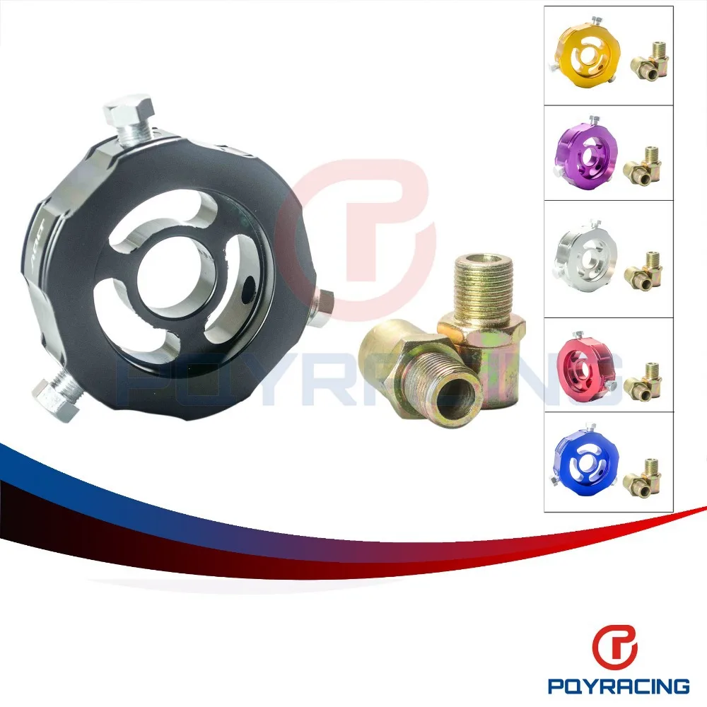 PQY RACING ADD Oil Block Adapter oil temp pressure sensor Turbo line Oil sandwich Adapter