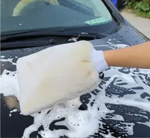 2pcs lot Car Universal Hand Double Wool Glove Cleaner Microfiber Wool Soft Comfortable Maintenance Tool Accessories