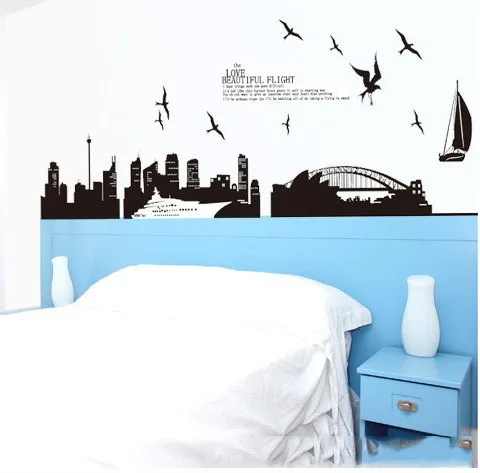 

Sydney Opera House Removbale Wall Decal Australia famous landmark Wall sticker Sydney Harbor Bridge Love The Beautiful Flight