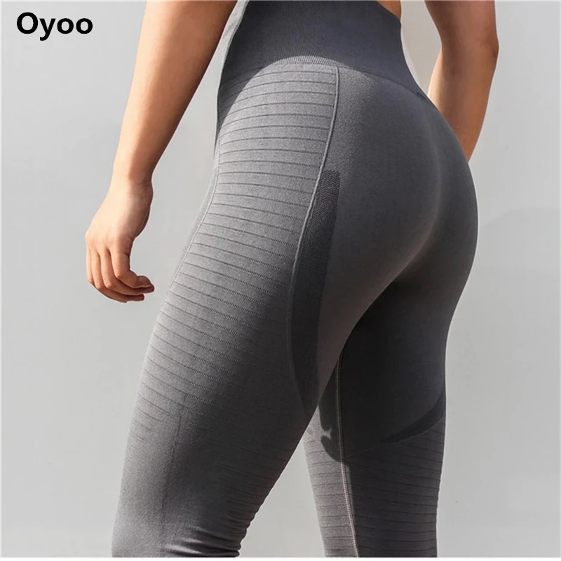 

Oyoo Women's High Waist Yoga Pants Tummy Control Workout Running Sport Pants Stretch Yoga Leggings Sexy Gym Training Tights