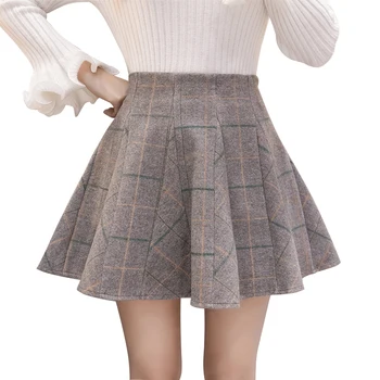 

2019 Woman Skirts Woman A Line Mini Skirt lolita Bodycon Sexy Slim High Waist Jupe Petticoat Skinny Plaid Skirt Woolen Robe