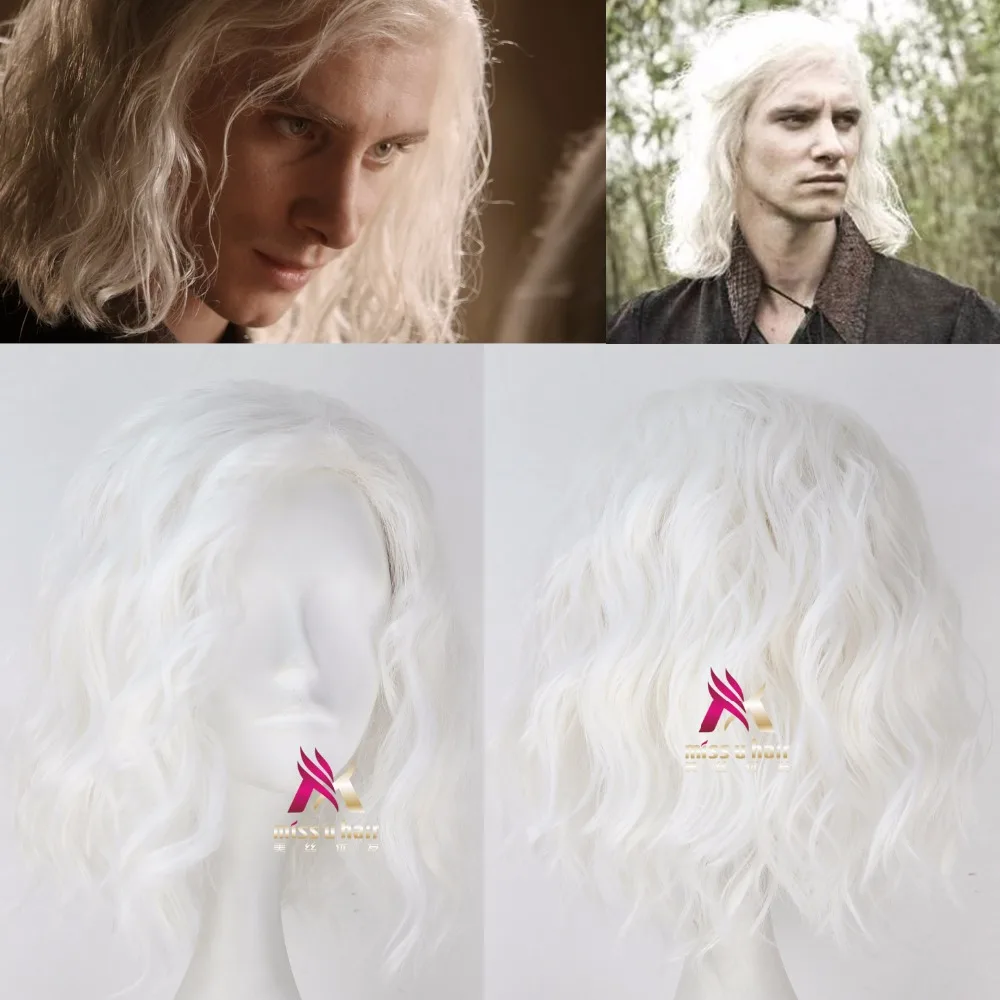 Viserys Targaryen косплей парик Игра престолов белые короткие вьющиеся синтетические волосы для взрослых