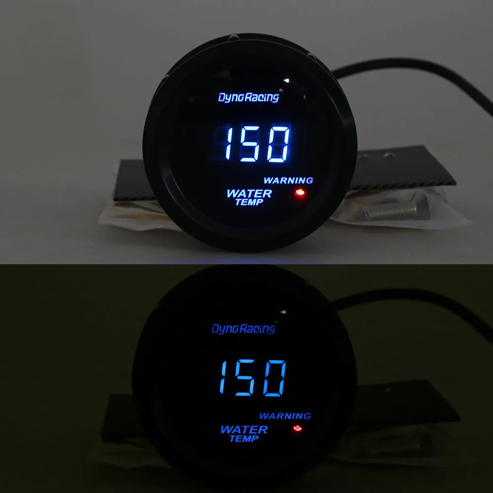 Dynoracing 수온 게이지 2 52mm 디지털 수온 게이지 파란색 led 자동차 게이지 자동차 미터 센서 BX 101462