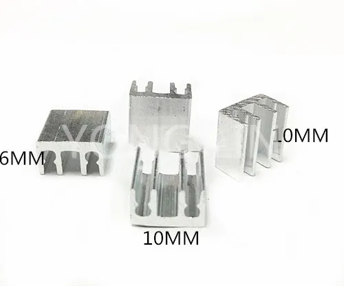 100 шт. 10*6-10 мм радиатор охлаждения Fin Алюминий теплоотвода для чип, LED, мощность IC транзистор, модуль PBC