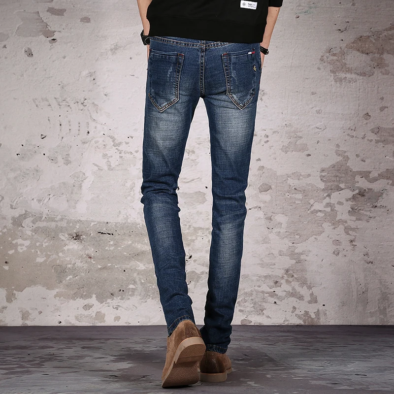 Men's Fashion Jeans Autumn Winter Business Casual Stretch Slim Jeans Denim Pants Classic Trousers Male 2018 New