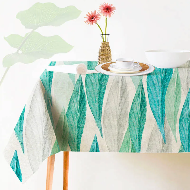 Tropical Plants Decorative Tablecloth Indian Style Green Color Dining Table Cover Table Cloth For K
