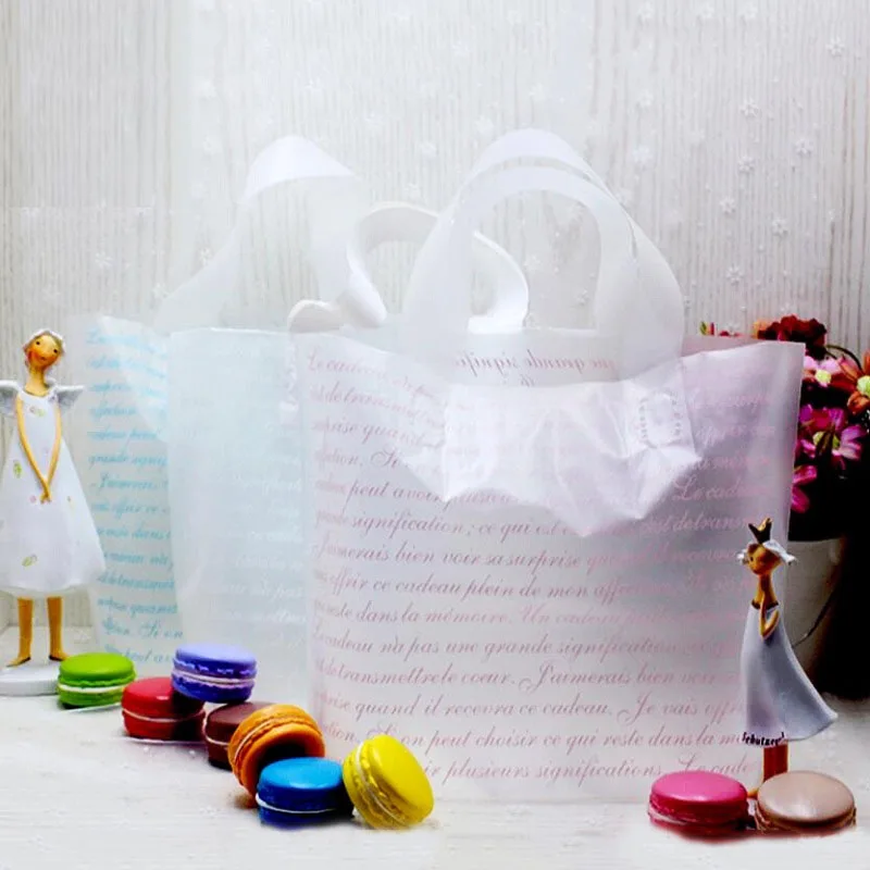 

50/100pcs Transparent Letter Clear Plastic Gift Bags With Handles Diy Gift Bag For Wedding Birthday Party Plastic Packaging Bag