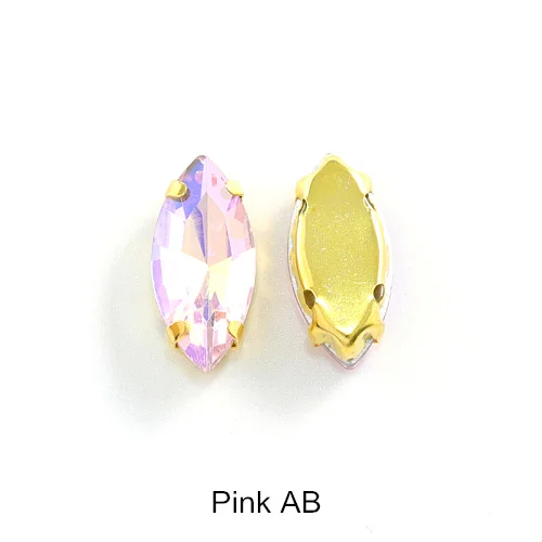 Pink AB Стразы из разноцветного хрусталя в виде лошадиного глаза, стразы с золотыми когтями, стразы для свадебного платья B3540 - Цвет: Pink AB