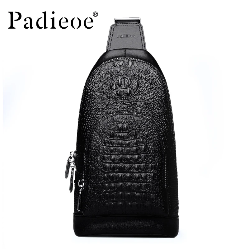Сумка мессенджер Padieoe Мужская из натуральной кожи с текстурой крокодила|chest bag