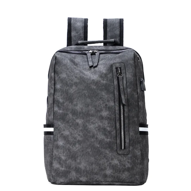 

USB Charging Backpacks Brand Preppy Style PU Leather School Backpack Bag For College High Quality Casual Gray Shoulder Daypacks