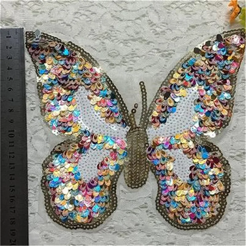 

Sequins patch Colour butterfly Applique embroidery Women/Men/Kids patches flower deal with it Stickers for clothes T-shirt/Jeans