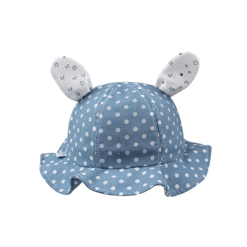 Polka Panama Baby Hat For Girls Cute Rabbit Ears Girls Cap Summer Beach Sun Hat Dots Baby Girls Bucket Hat Baby Girls Clothing (12)