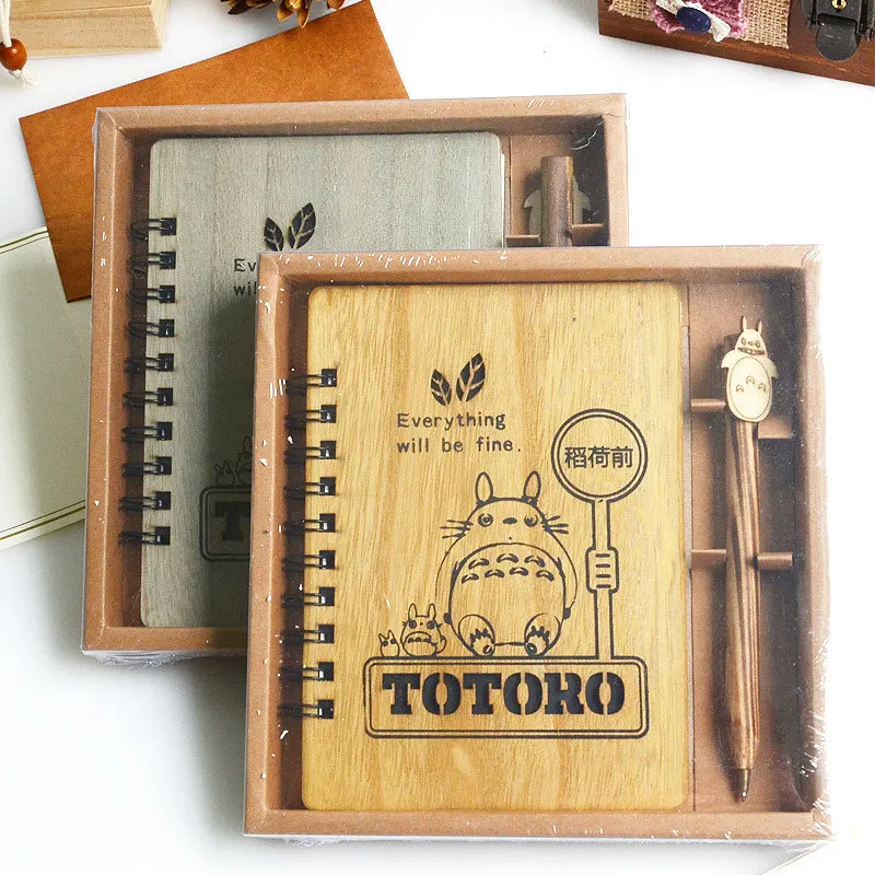 Caderno-Vintage-Notebook-Totoro-Wooden-Notepad-40Sheets-Molang-Blank-Diary-Traveler-Notebook-Gift-Stationery-in-Sets10