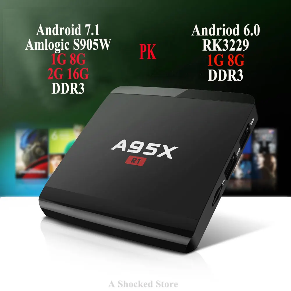 A95x R1 ТВ Box Rockchip rk3229 4 ядра Процессор Android 6.0 1 ГБ 8 Smart Декодер каналов кабельного