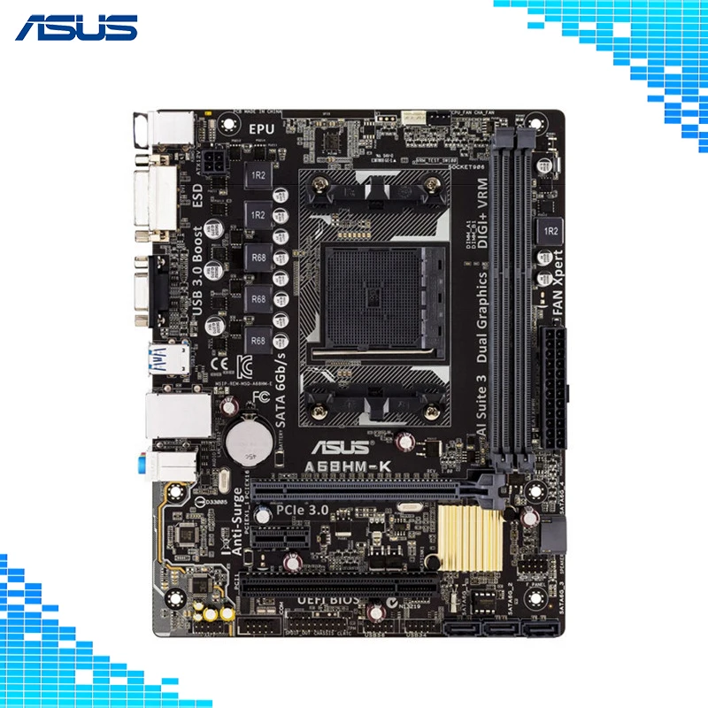 Asus A68HM-K Desktop Motherboard AMD A68H Chipset Socket FM2/FM2+