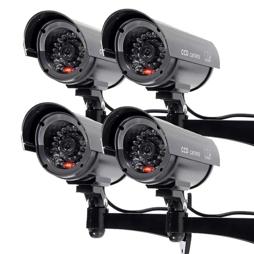 4 x Black Blinking Red LED Fake Dummy Home Security Surveillance