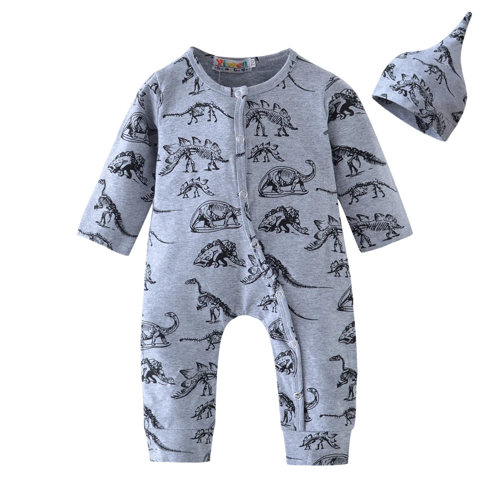 

Autumn Baby Boy Clothes Unisex Long Sleeve Cartoon Baby Rompers Newborn Toddler Baby Girl Clothing Infant Jumpsuit+Hat