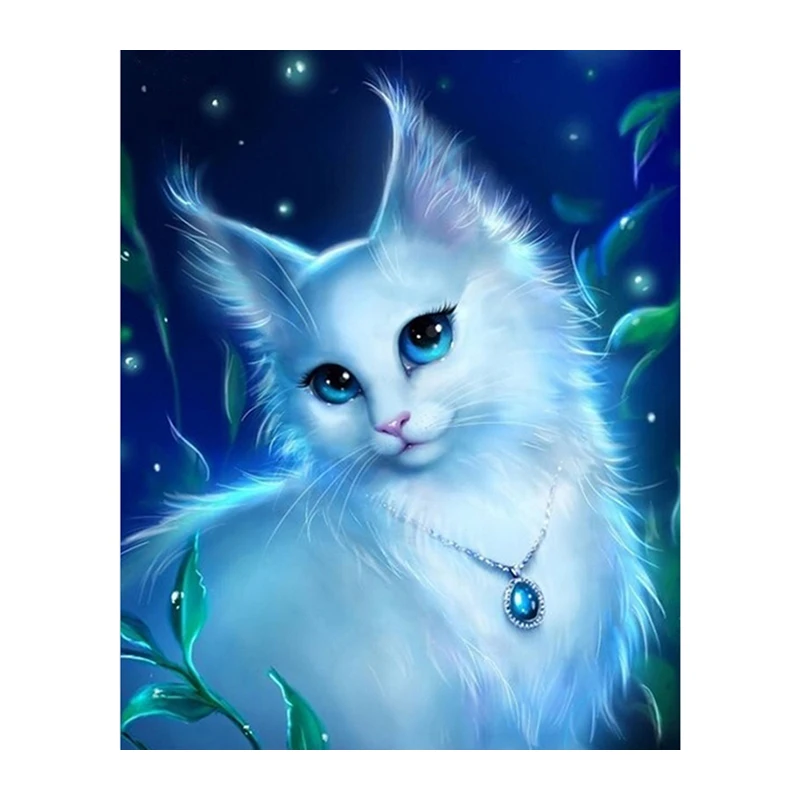 DIY 5D Diamond Embroidery Animals Diamond Mosaic White Cat 3D Diamond Painting Cross Stitch Sets Wall Sticker Sale