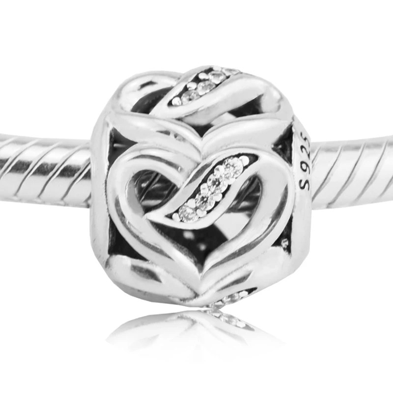 

Beads Charms Original Fits Pandora Bracelets Genuine 925 Sterling Silver Ribbons of Love Fashion Charm Beads for Jewelry Making