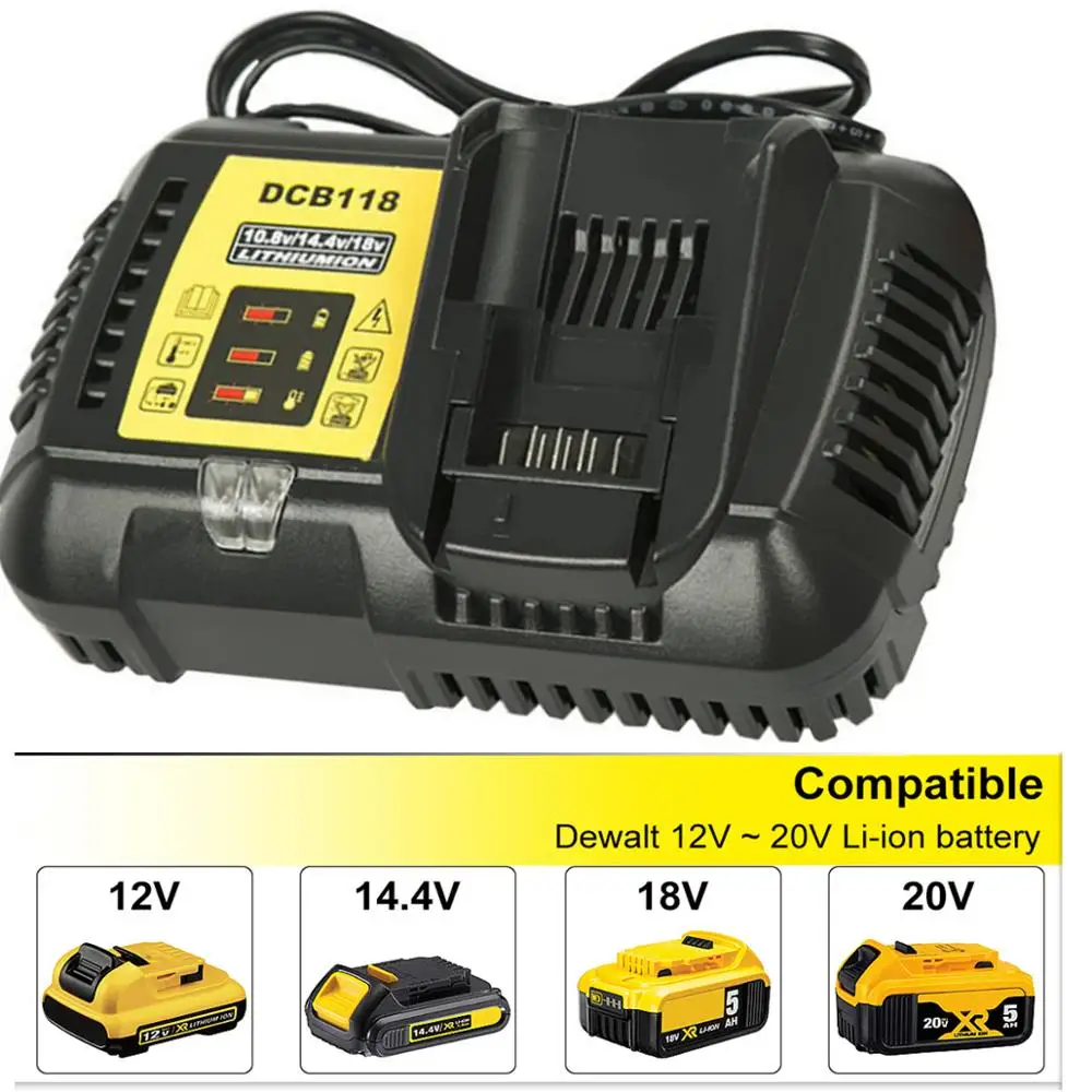 Новейшее быстрое зарядное устройство 4.5A DCB118 DCB101 для Dewalt 12 В 14 4 20 в литий ионной