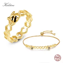 KALETINE дизайнерские ювелирные изделия роскошный пчелиный браслет в виде сот кольца для мужчин и женщин модные подарки для женщин желтого золота ювелирные наборы