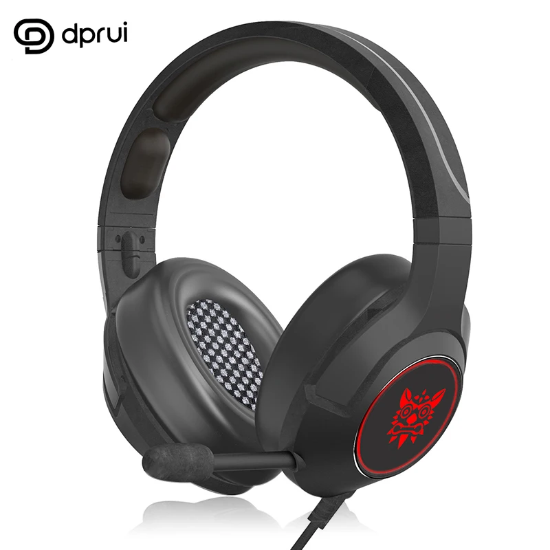 

DPRUI K6 Stereo Gaming Headset for PS4 PC Xbox One Controller Noise Cancelling Over Ear Headphones LED Light with Mic for Games