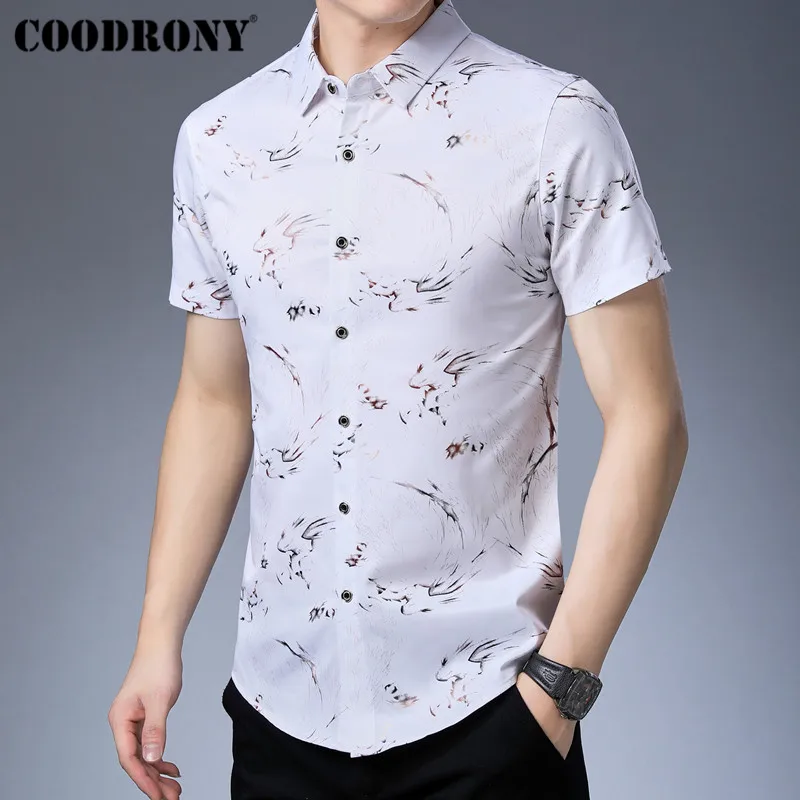 COODRONY الأعمال عارضة قمصان الموضة الزهور قميص الرجال الملابس 2019 الصيف بارد قمصان قصيرة الأكمام قميص Camisa الغمد S96028 COODRONY الأعمال عارضة قمصان الموضة الزهور قميص الرجال الملابس 2019 الصيف بارد قمصان قصيرة الأكمام قميص Camisa الغمد S96028