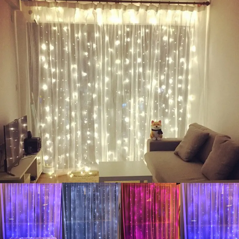 3*3M Led Icicle Led Curtain Fairy String Light Fairy Light 300 Led 220V EU Light For Wedding Home Garden Party Twinkly cortina