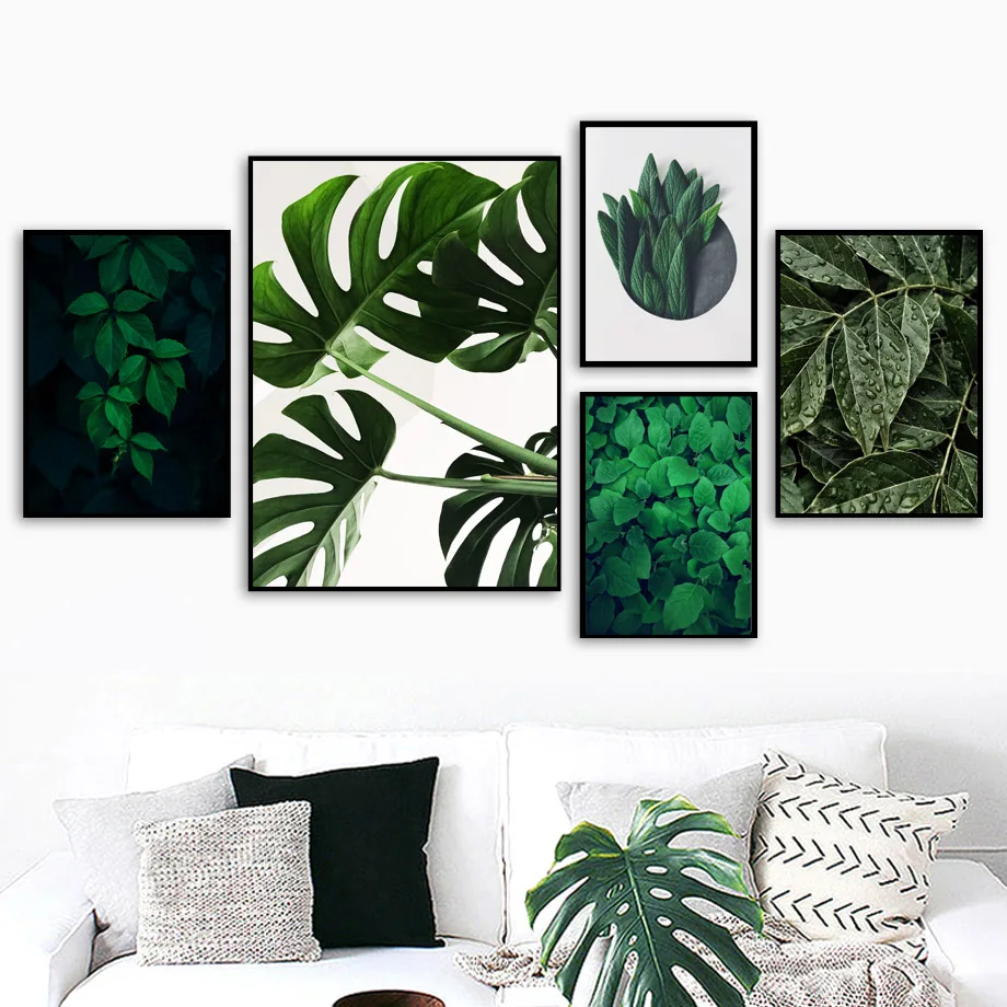 

Fresh Plant Mint Palm Leaf Wall Art Canvas Painting Green Plant Nordic Posters And Prints Wall Pictures For Lining Room Decor