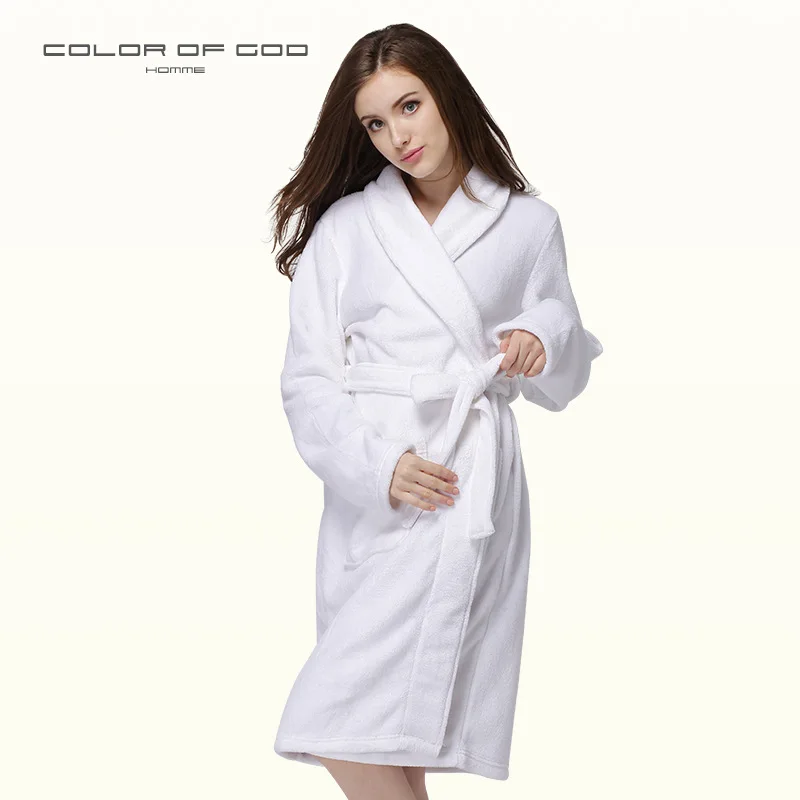 White Cotton Bathrobe Woman Cloak Dressing Gown Women Bath Robe Thick Warm Couples Towel