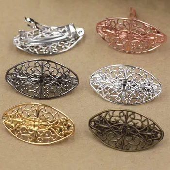 

27*50mm Retro French Clip Barrettes Filigree Flower For DIY Girls Children Bow Hairgrips Hair Clip Hair Accessories Multi-color