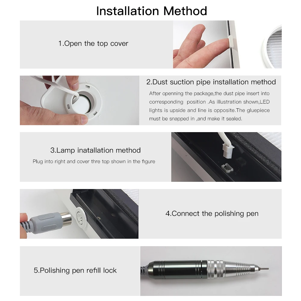 Profissional do Salão de Beleza Fuctions do Unha para Oneset Coletor de Poeira do Unha Conduziu a Broca do Unha da Lâmpada Claro com 6 Bancada Pces 35000rpm 4-em-1 60 w 9 High Quality Beleza e saúde