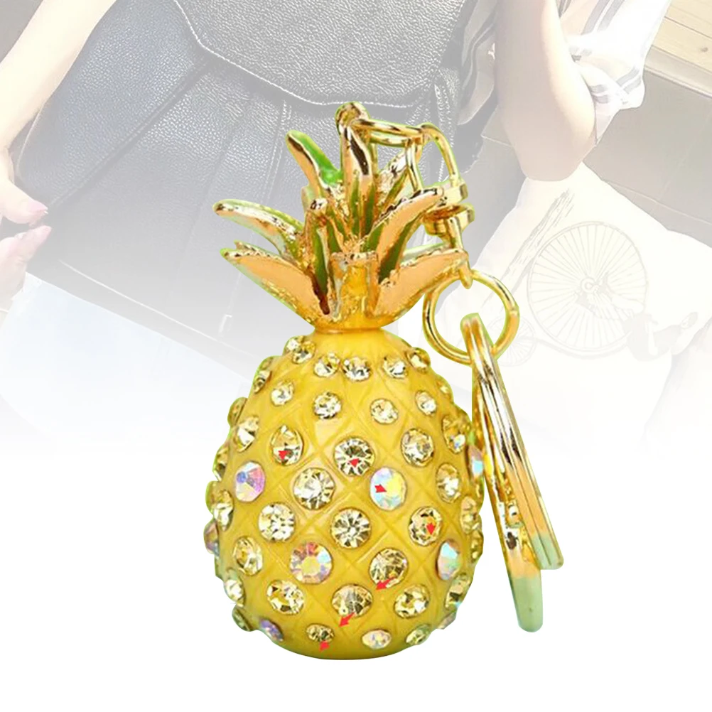 Металлический брелок Pinapple Встроенный с красочными стразами блестящий брелок для сумка украшения(желтый