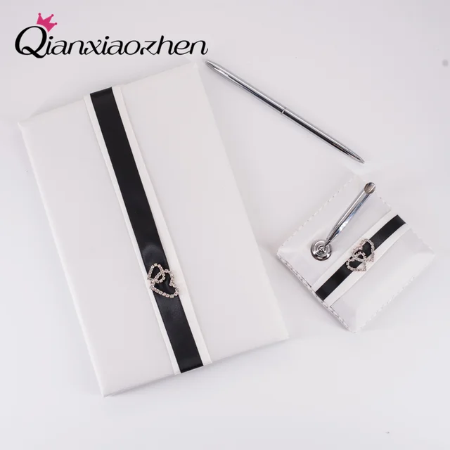 Qianxiaozhen Heart Design Wedding Guestbook And Pen Set Guest Book