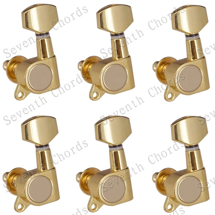 Набор 6 шт. Sealed-gear Guitar Tuning Pegs ключи тюнеры машинные головки для гитары-хромовый и черный и золотистый выбор - Цвет: Gold A Set 6L