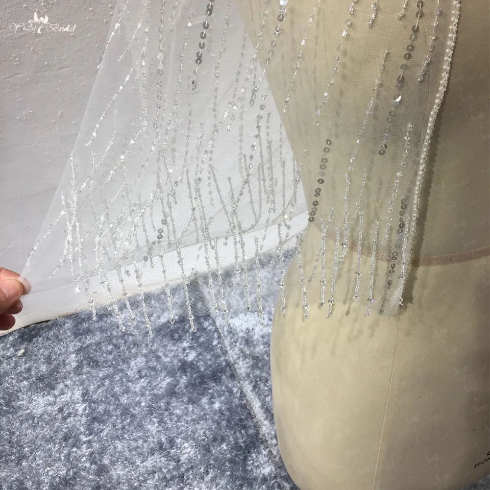 LZP417 реальные фотографии Yiaibridal элегантность бисерные аппликации цветы Тюль Свадебная накидка женщина Иллюзия Свадебная шаль