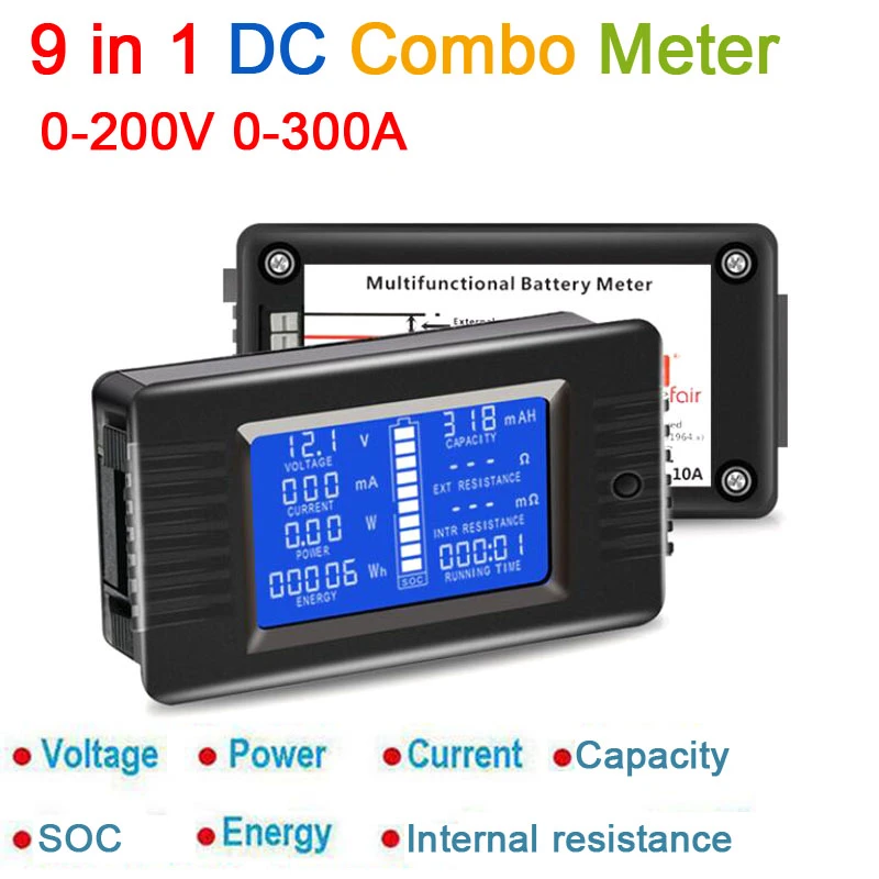 AILI Battery Monitor 5-120V 200A Voltage Current Capacity Satate of Charge With Sensor AILI Battery Monitor 5-120V 200A Voltage Current Capacity Satate of Charge With Sensor
