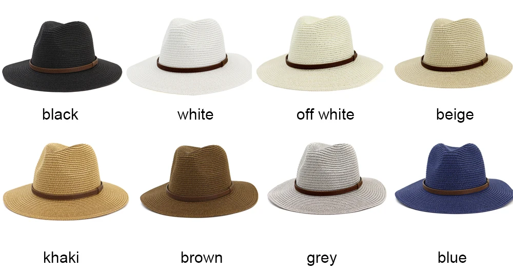 Sun Hat Man Women Panama Summer Straw Cowbay Casual Beach Wide Brim Outdoor Cap Accessory (7)